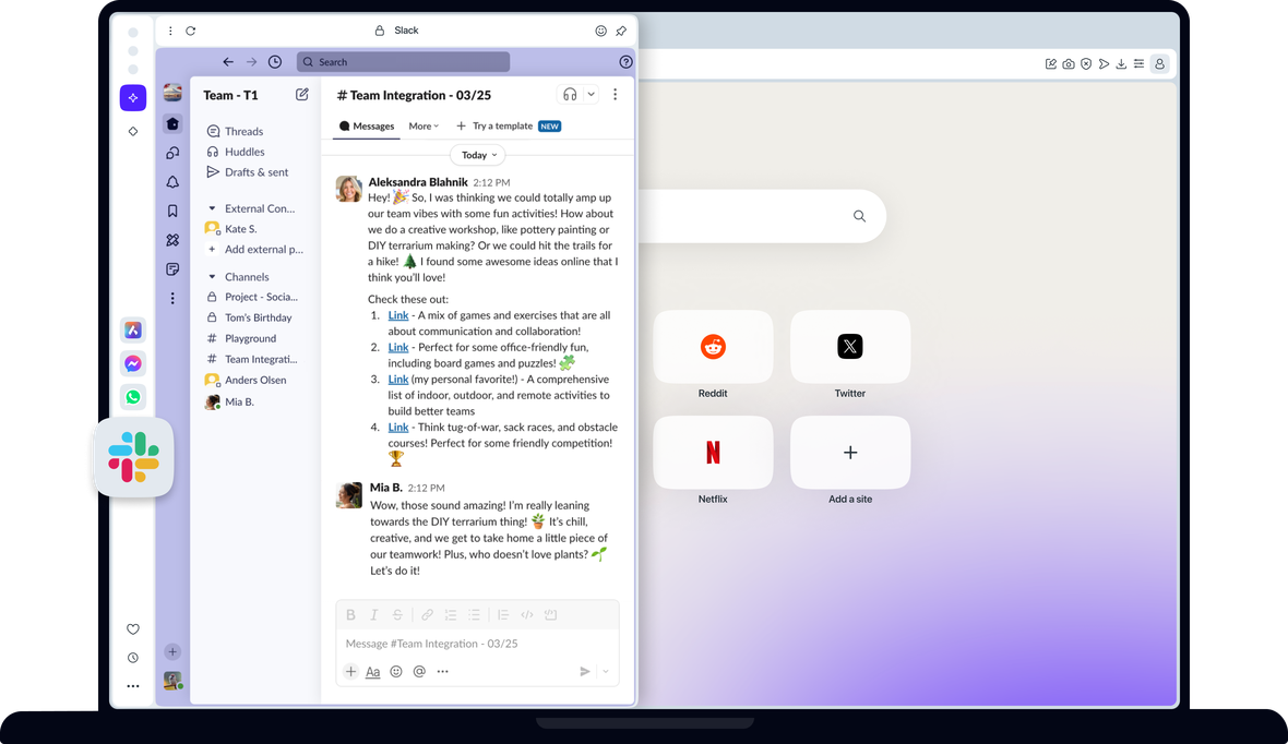 Slack в Opera